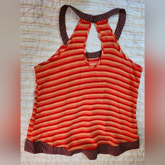 Jenny han Anthropologie Striped Halter Neck 100% Silk Top Sz S - Picture 5 of 7